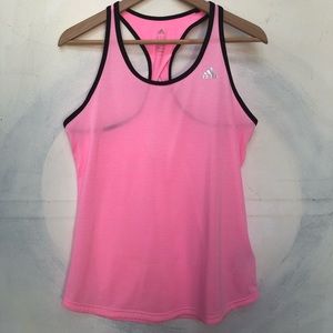 Adidas Women's Keyhole Tank Top Pink Black Brim